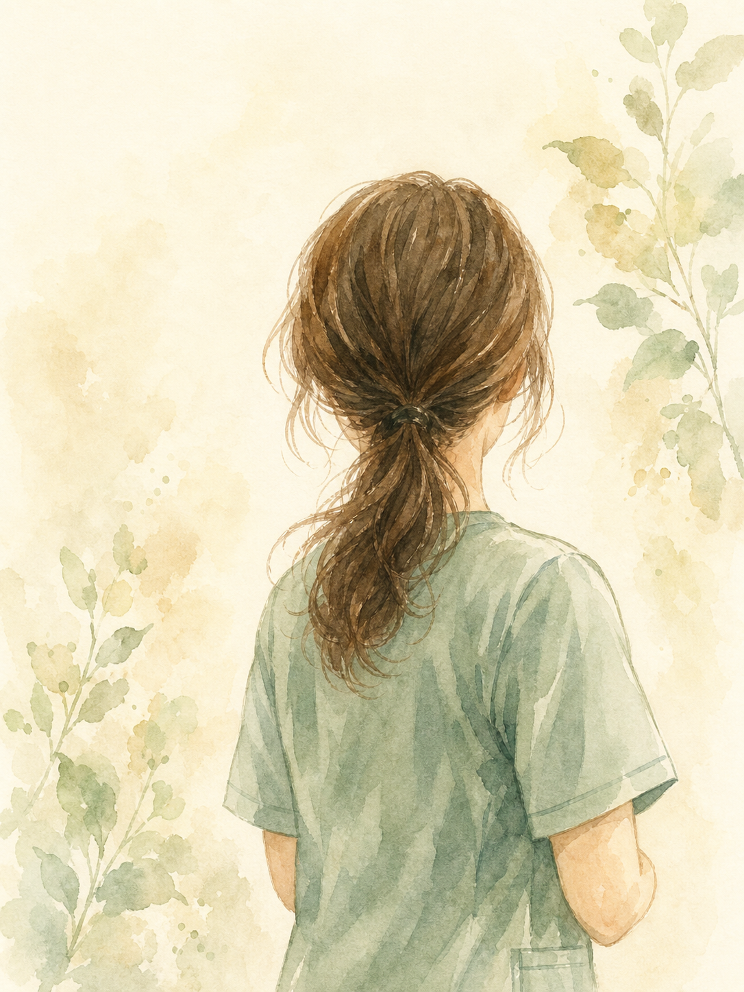 代表の後ろ姿を描いた水彩イラスト